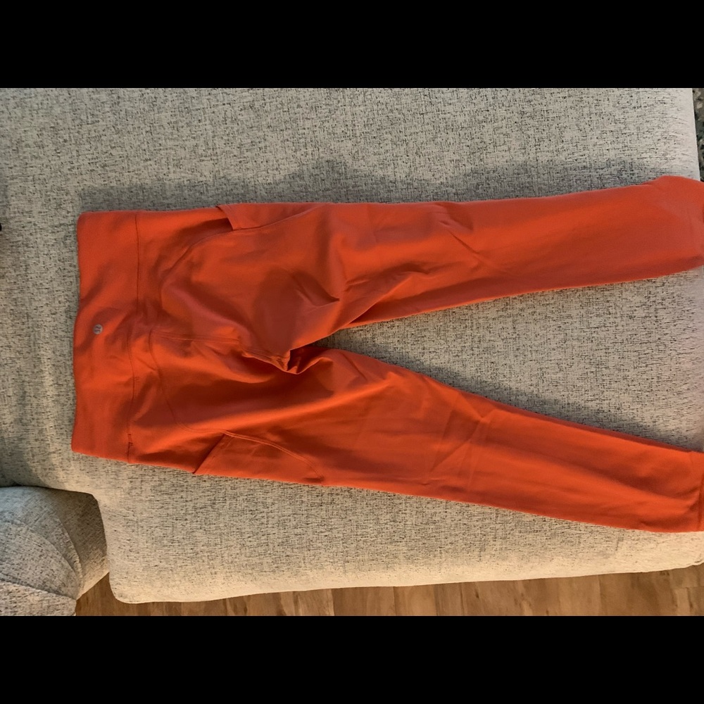 Orange lululemon leggings length 25inch for my shorter girls.
